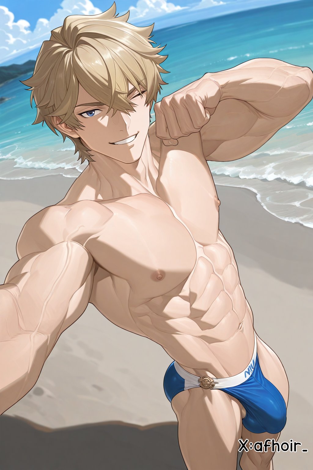 afhoir , ai generated, bara, gepard (honkai: star rail), honkai: star rail, male, male focus, male only, yaoi