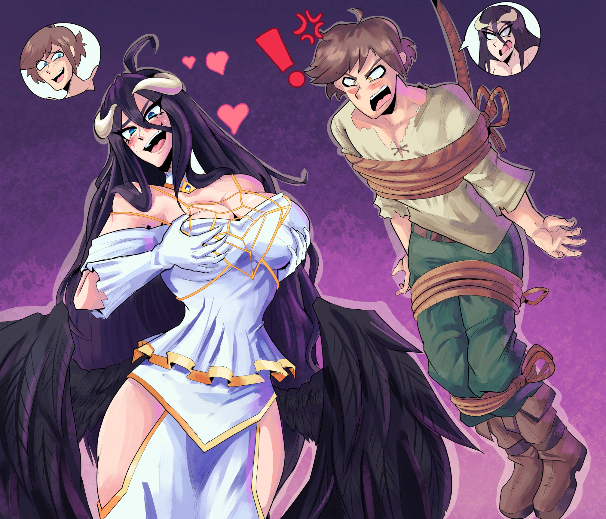 albedo (overlord), body swap, breasts, demon, dress, female, huge breasts, human, overlord (maruyama), possession, prisoner, succubus, verteeg