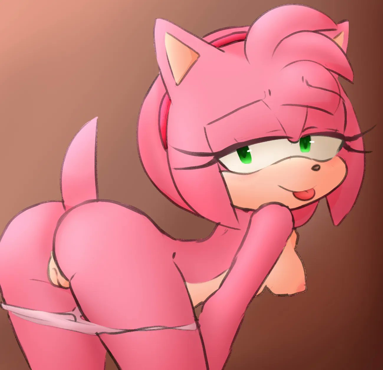 amy rose, ass, female, female only, hearlesssoul, mobian (species), naked, nipples, nude, pants down, pussy, roundpeach, sonic (series), sonic the hedgehog (series), tenshigarden, tongue out