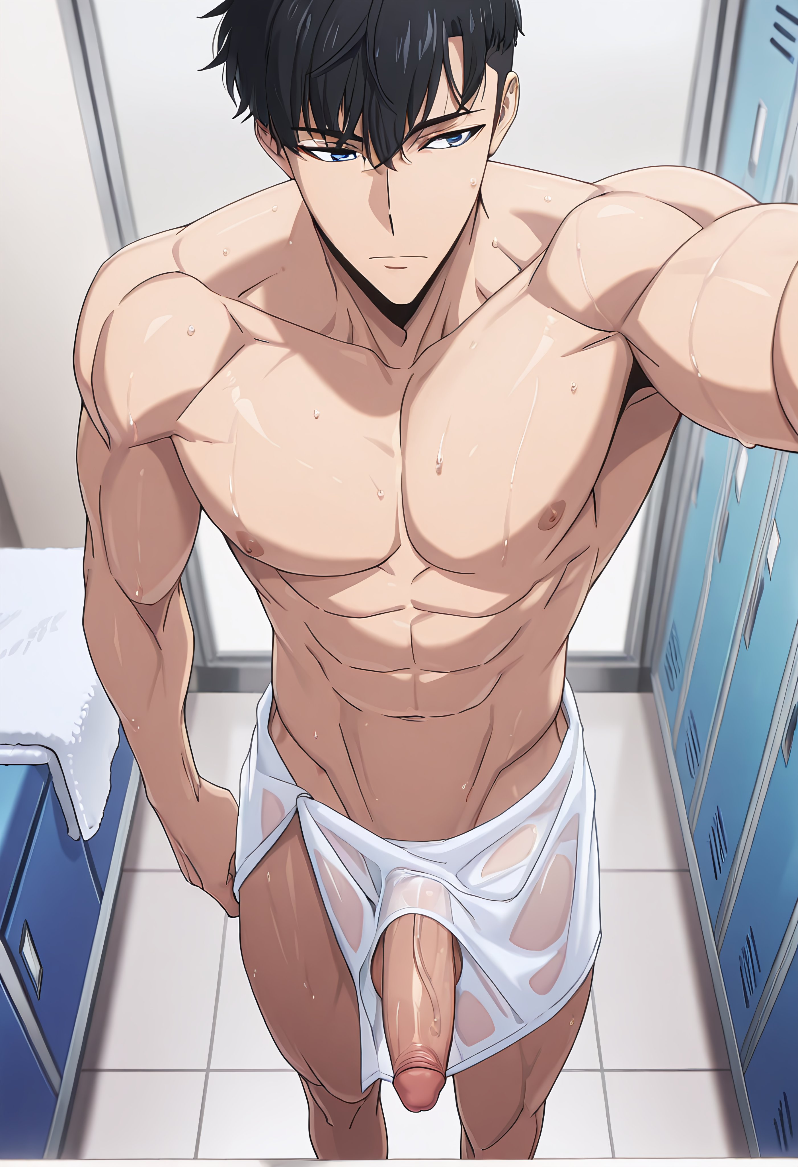 ai generated, bara, male, male focus, male only, snackji, solo leveling, sung jin woo, yaoi