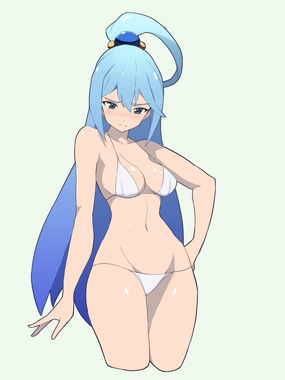 1girls absurd_res absurdres adult adult_female aqua_(konosuba) aqua_hair aqua_hair_female areola_bulge bare_arms bare_belly bare_chest bare_hands bare_hips bare_legs bare_midriff bare_navel bare_shoulders bare_skin bare_thighs belly belly_button bikini bikini_bottom bikini_only bikini_top blue_eyebrows blue_eyes blue_eyes_female blue_hair blue_hair_female blush blush_face blush_lines blushed_face blushing_at_viewer blushing_face blushing_female breasts busty busty_female busty_girl cleavage collarbone commentary curvaceous curvaceous_body curvaceous_female curvaceous_figure curvaceous_hips curvaceous_thighs curvy curvy_body curvy_female curvy_figure curvy_hips curvy_thighs dot_nose elbows embarrassed embarrassed_exposed_female embarrassed_expression embarrassed_female embarrassed_nude_female exposed_arms exposed_belly exposed_chest exposed_hips exposed_legs exposed_midriff exposed_navel exposed_shoulders exposed_skin exposed_thighs fair_skin female female_focus female_only fingernails fingers frown frown_eyebrows frowning frowning_at_viewer green_background groin hair_between_eyes hair_ornament hair_ornaments hand_on_hip hand_on_own_hip hand_on_own_waist hand_on_waist high_resolution highres hourglass_figure kono_subarashii_sekai_ni_shukufuku_wo! large_breasts lean_body lean_figure legs legs_closed legs_together light-skined_female light-skinned light-skinned_female light_skin light_skin_female light_skinned light_skinned_female long_hair looking_at_viewer mature mature_female midriff narrow_waist navel nervous nervous_expression nervous_face nervous_female nipple_bulge noyama_takenoko seductive_body seductive_cleavage seductive_hips seductive_thighs sexy_body sexy_hips sexy_thighs shiny_breasts shiny_hair shiny_legs shiny_shoulders shiny_skin shiny_thighs shoulders shy shy_expression simple_background slender_body slender_waist slim_girl slim_waist smooth_skin solo standing string_bikini swimsuit swimwear thick_thighs thighs thin_waist upper_body useless_goddess v-line very_long_hair white_bikini white_bikini_bottom white_bikini_only white_bikini_top white_string_bikini white_swimsuit white_swimwear wide_hips