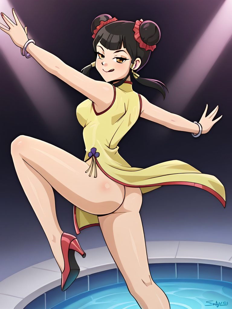 ai_generated ass dress smile smug vivian_wong yu-gi-oh!