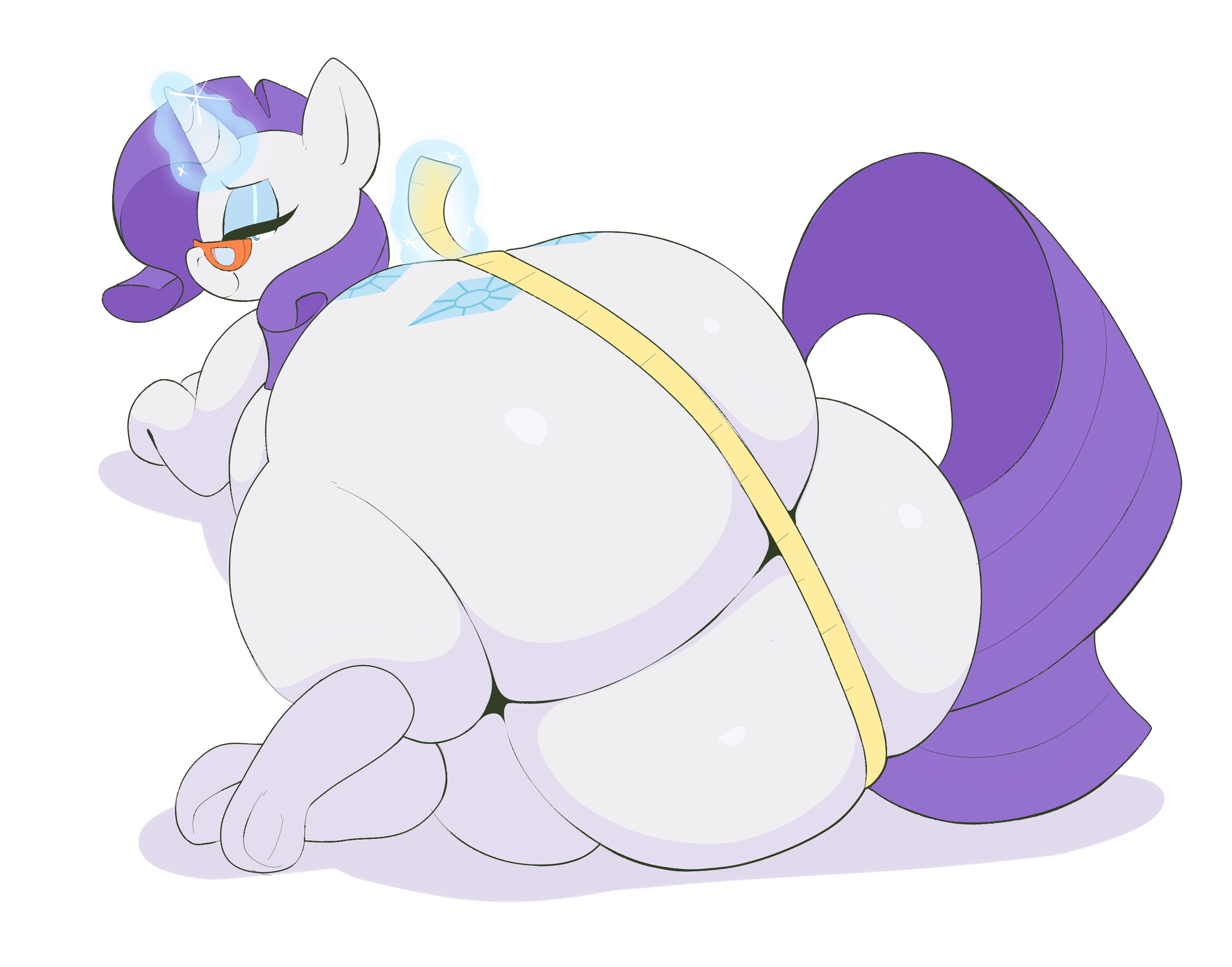 1girls, 2d, arizonathevixen, ass, ass focus, big ass, bubble ass, bubble butt, chubby, chubby female, female, female only, feral, full color, furry, furry only, grey body, grey fur, grey skin, huge ass, massive ass, measuring, measuring ass, measuring tape, my little pony, no humans, no penetration, no visible genitalia, no visible nipples, quadruped, rarity (mlp), rear view, solo, solo female, thick thighs, wide hips