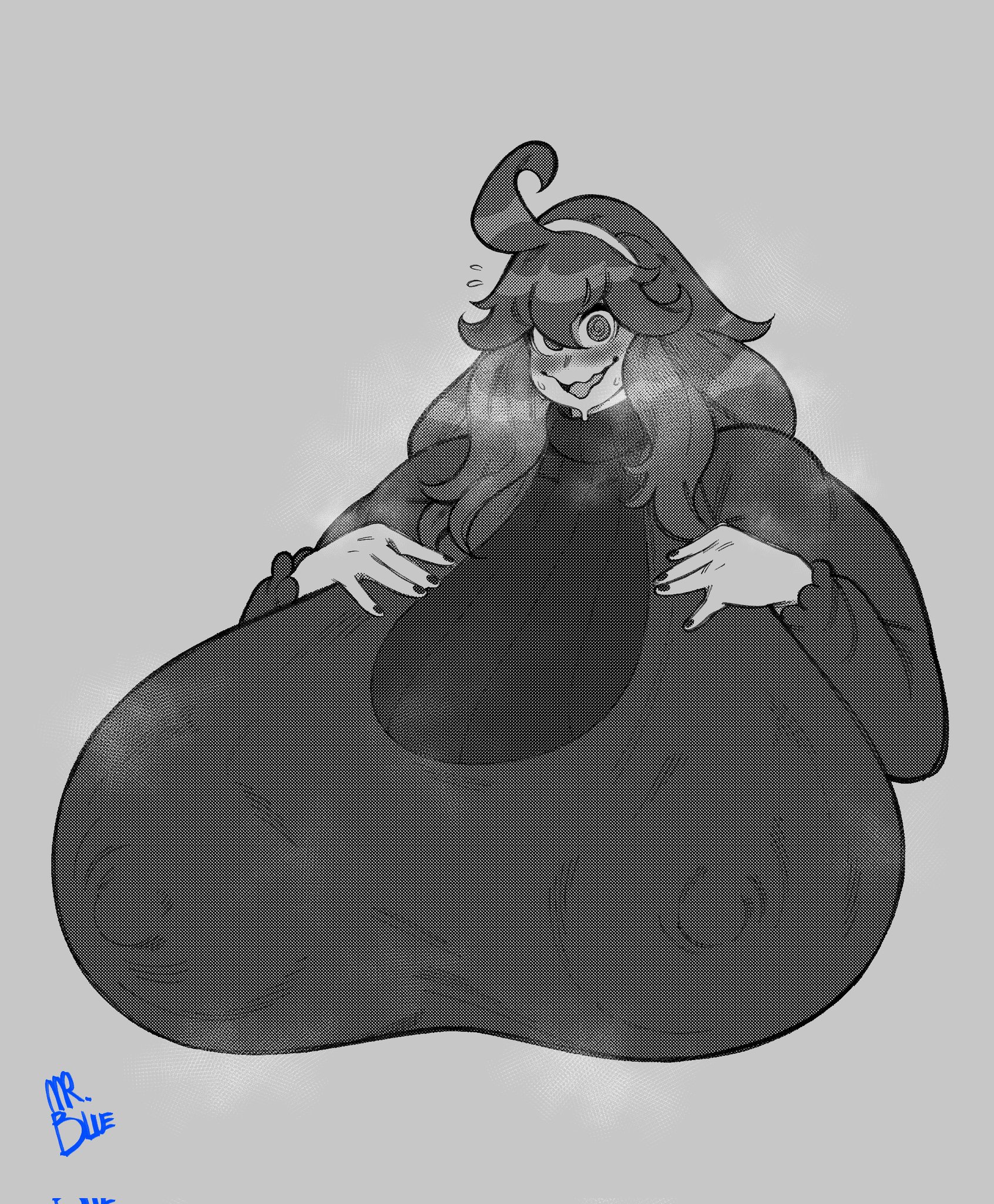 blush, blushing profusely, breasts, female, goth, hex maniac, huge breasts, hyper, hyper breasts, mister blueee, nipples visible through clothing, pokemon, smiling at viewer, tagme