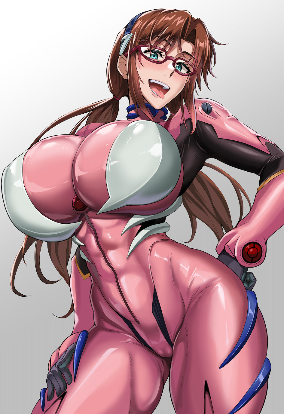 bodysuit breasts female female female_only jet_puri light-skinned_female mari_illustrious_makinami massive_breasts neon_genesis_evangelion skin_tight_suit