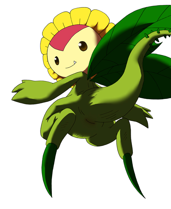 ambiguous_gender animal_genitalia cloaca digimon looking_back pasaran simple_background solo sunflowmon white_background