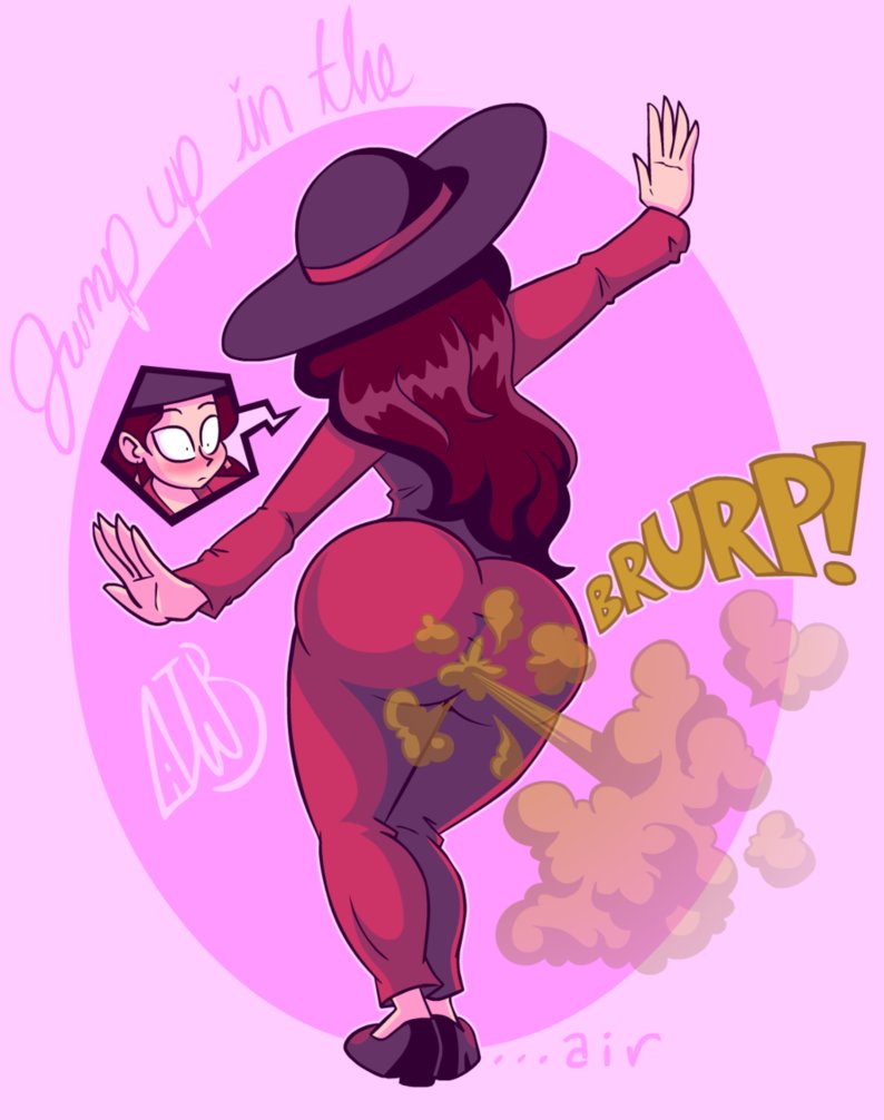 ass, big ass, big breasts, blush, breasts, embarrassed, fart, fart cloud, fart fetish, female, mario (series), pauline, pauline (mario), red dress, super mario bros., super mario odyssey, thick ass, voluptuous