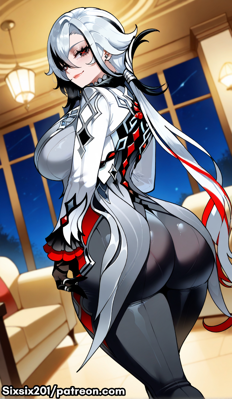 ai generated, arlecchino (genshin impact), ass, big ass, clothing, female, female only, genshin impact, huge ass, sixsix201