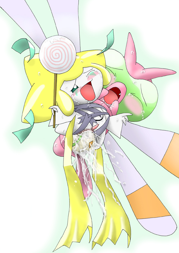 1boy 1girls candy egg egg_laying female feral food green_eyes insect interspecies jirachi legendary_pokemon lollipop nintendo pasaran penis pokémon_(species) pokemon pokemon_(species) pokemon_focus pokemon_gsc pokemon_rse pussy sex source_request video_games wet yanma