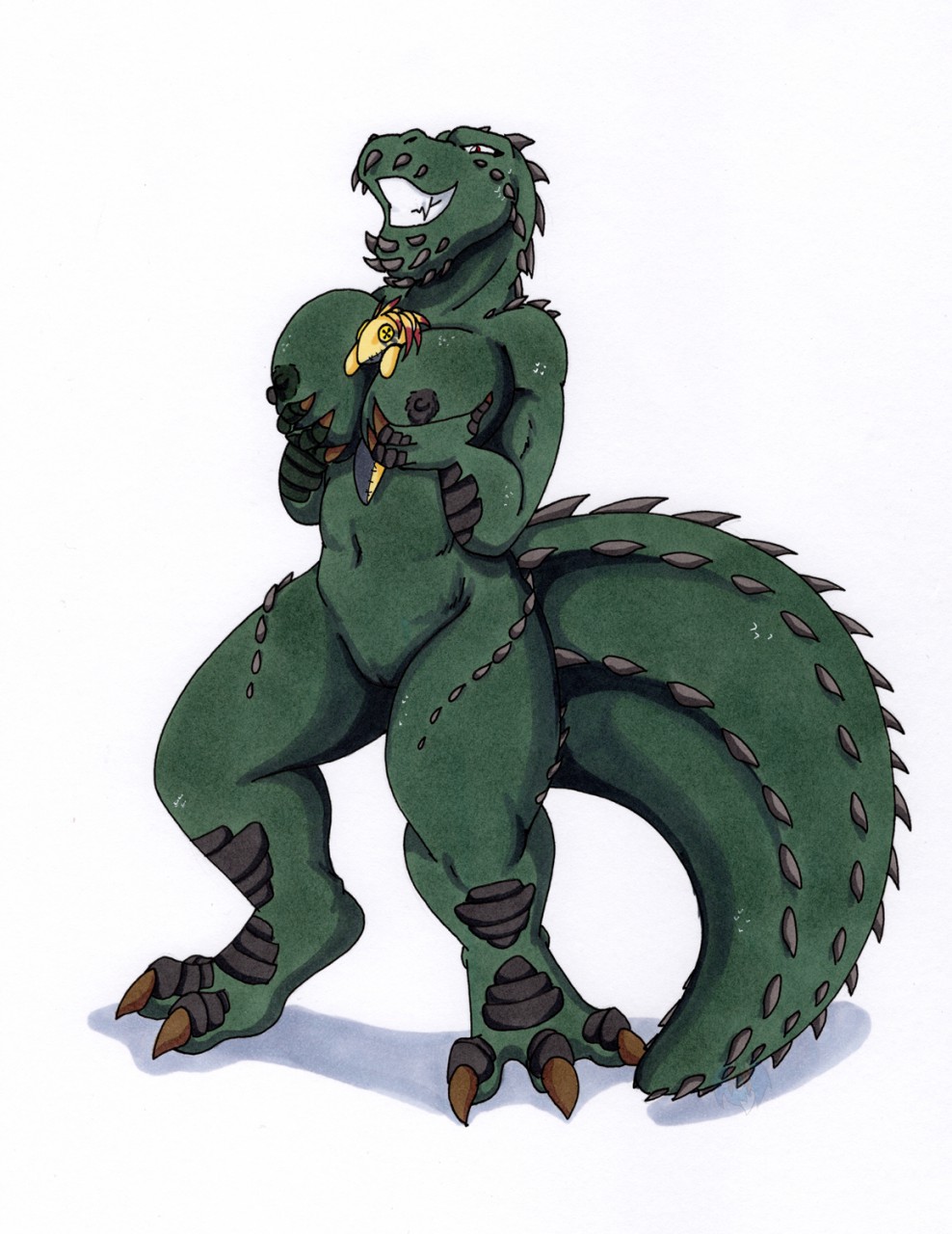 2018 anthro breasts brute_wyvern capcom claws deviljho female monster_hunter nipples nude pussy solo teeth tierafoxglove video_games