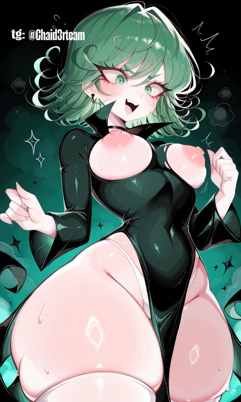 1girls, ai generated, blush, breasts, chaid3rteam, female, female only, light-skinned female, medium breasts, nipples, one-punch man, skindentation, solo, tatsumaki, thick thighs, thighhighs, torn clothes
