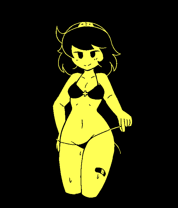 bandaid bikini black_hair hair_ornament ludosity princess_remedy princess_remedy_in_a_world_of_hurt vadaboob