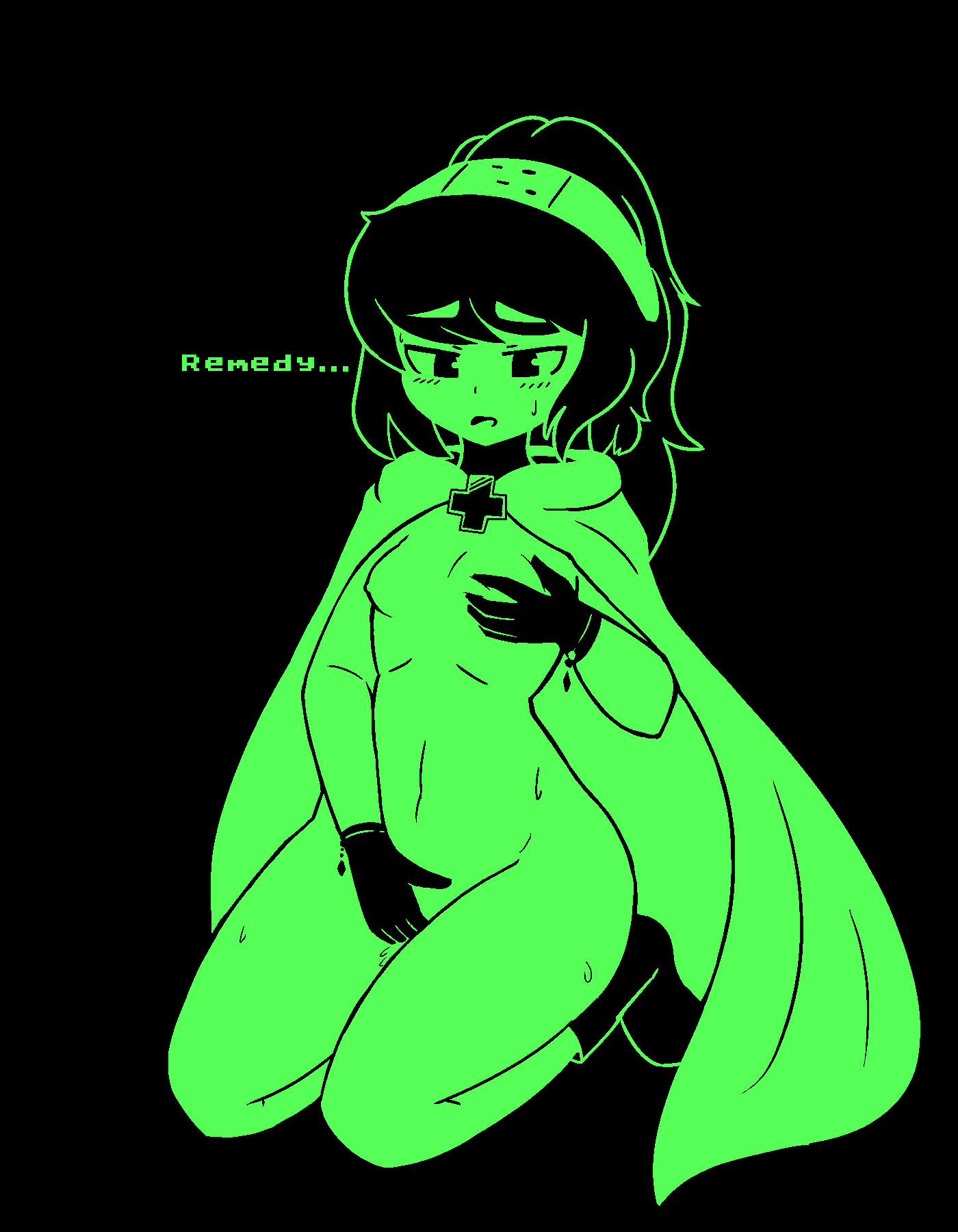 gloves green_skin hair_ornament ludosity masturbation naked nuna_(princess_remedy) princess_remedy_in_a_world_of_hurt vadaboob