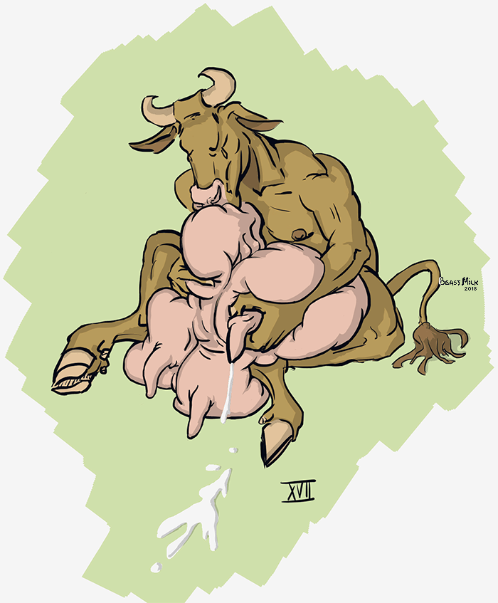 beastmilk bovine furry horn hyper inktober inktober_2018 mammal milk nipples no_breasts squeezing sucking teats udders