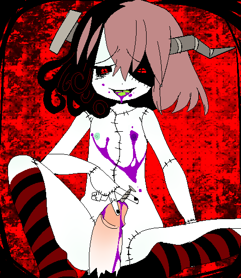 1boy 24hours-of-shit blood chibi crea_flankenstein female funamusea guro horn incest looking_down male_urethral_insertion nail penis red_eyes satanick small_breasts socks stitched straight the_gray_garden torture urethral_insertion urethral_penetration young zombie