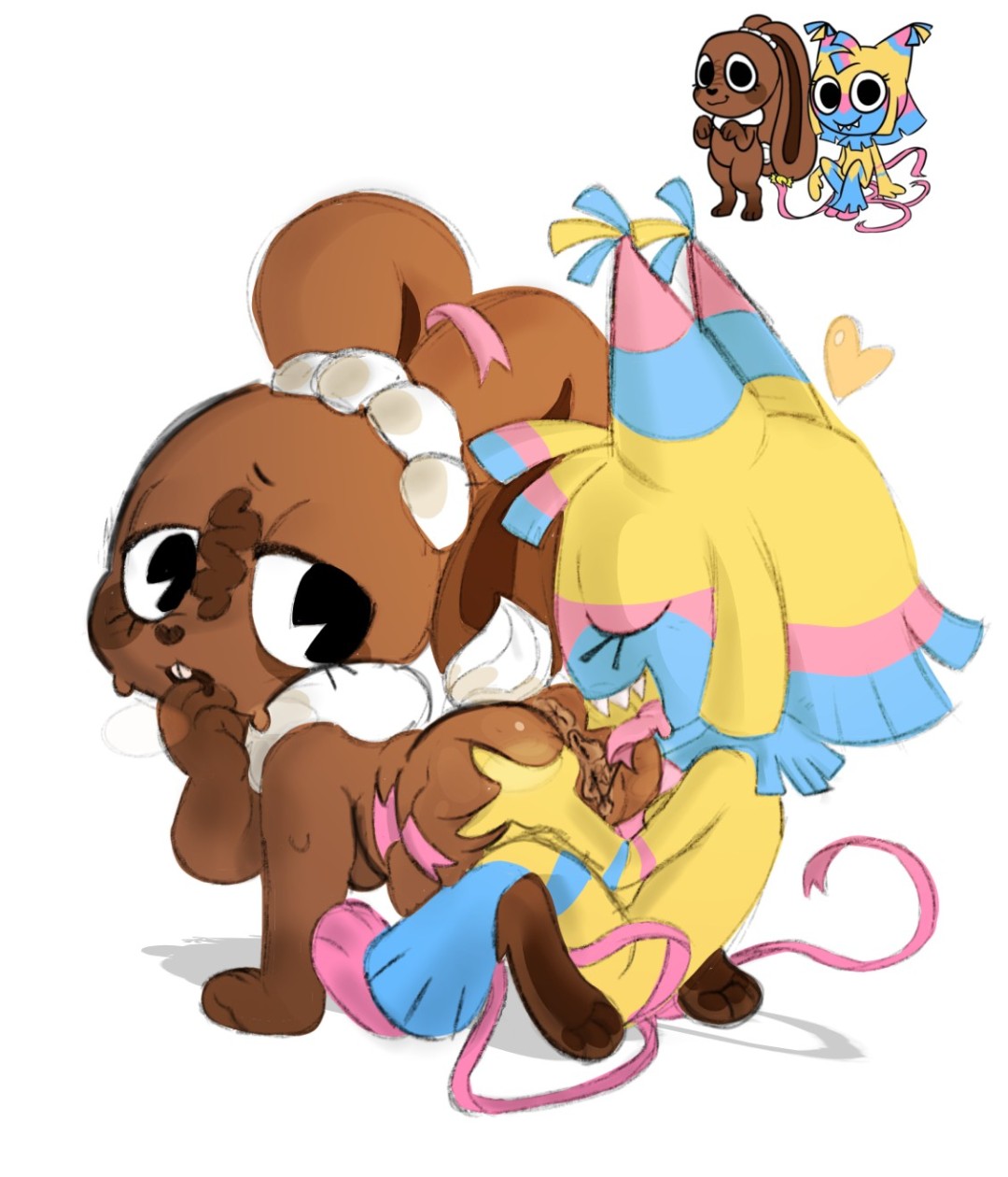 1furry, 2girls, anus, bunny, bunny ears, cocoa (dandy's world), dandy's world, eating out, eating pussy, pussy, roblox, roblox game, tagme, unknown artist, yatta (dandy's world), yuri