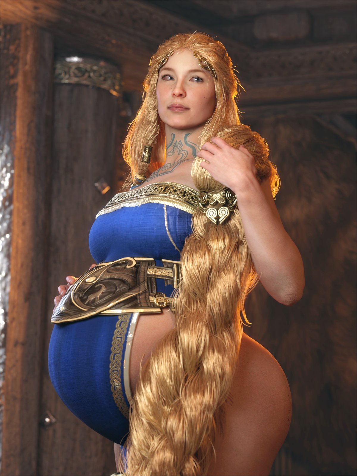 1girls, 3:4, 3d, aesir (norse mythology), asgardian, ass, big ass, big belly, big breasts, big thighs, blonde female, blonde hair, blue eyes, breasts, curvaceous, curvy, curvy figure, deity, european mythology, female, female only, god of war, god of war ragnarok, goddess, hips, huge breasts, large breasts, light skin, light-skinned female, long hair, mature, mature female, milf, mother, mythology, norse, norse mythology, pregnant, santa monica studio, sif, sif (god of war), slim waist, tattoo, thick, thick hips, thick legs, thick thighs, thighs, very long hair, voluptuous, waist, wide hips, wide thighs, word2