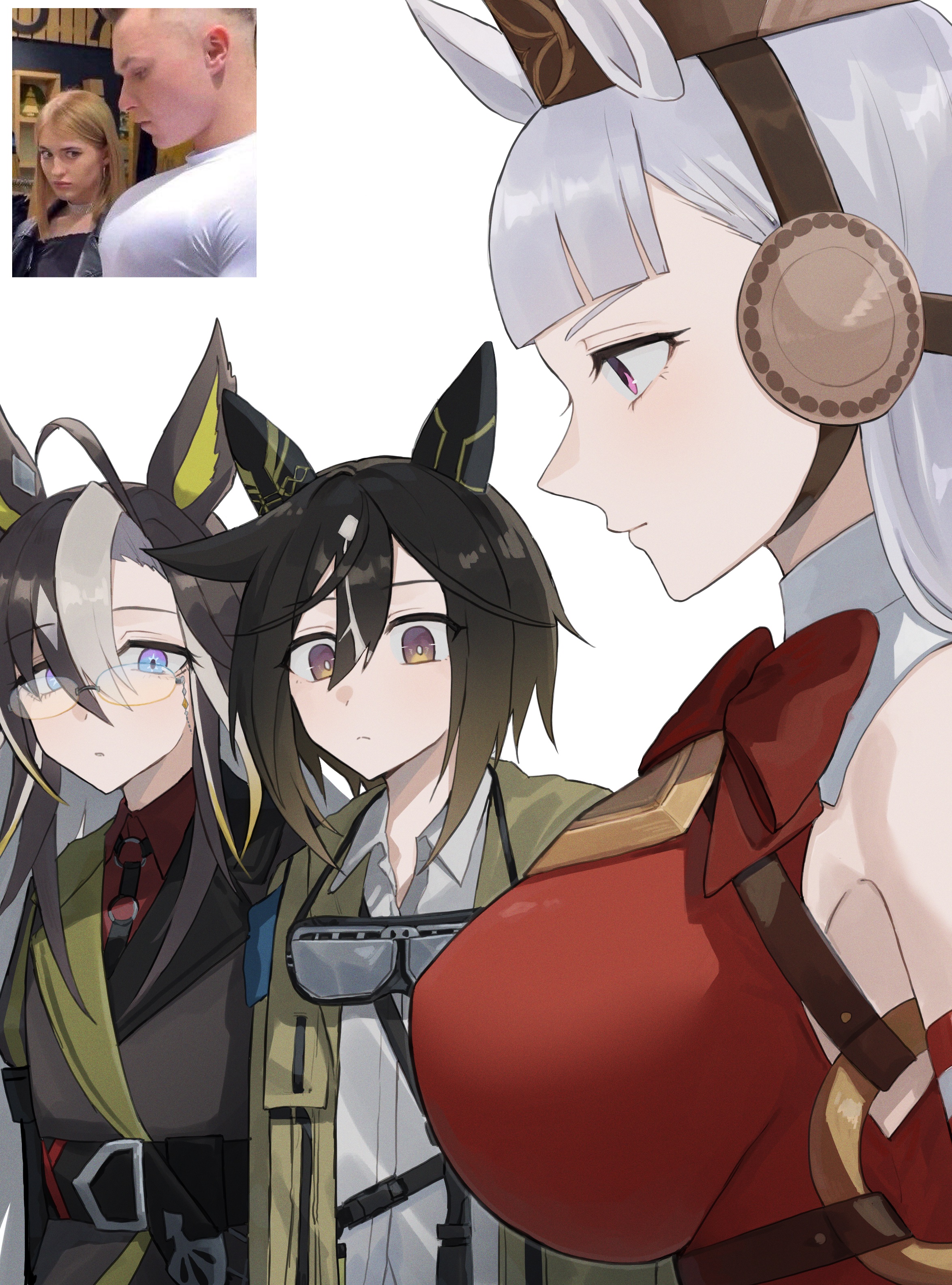 breasts, dream journey (umamusume), female, gold ship (umamusume), hair, long hair, meme, stay gold (umamusume), umamusume, white hair