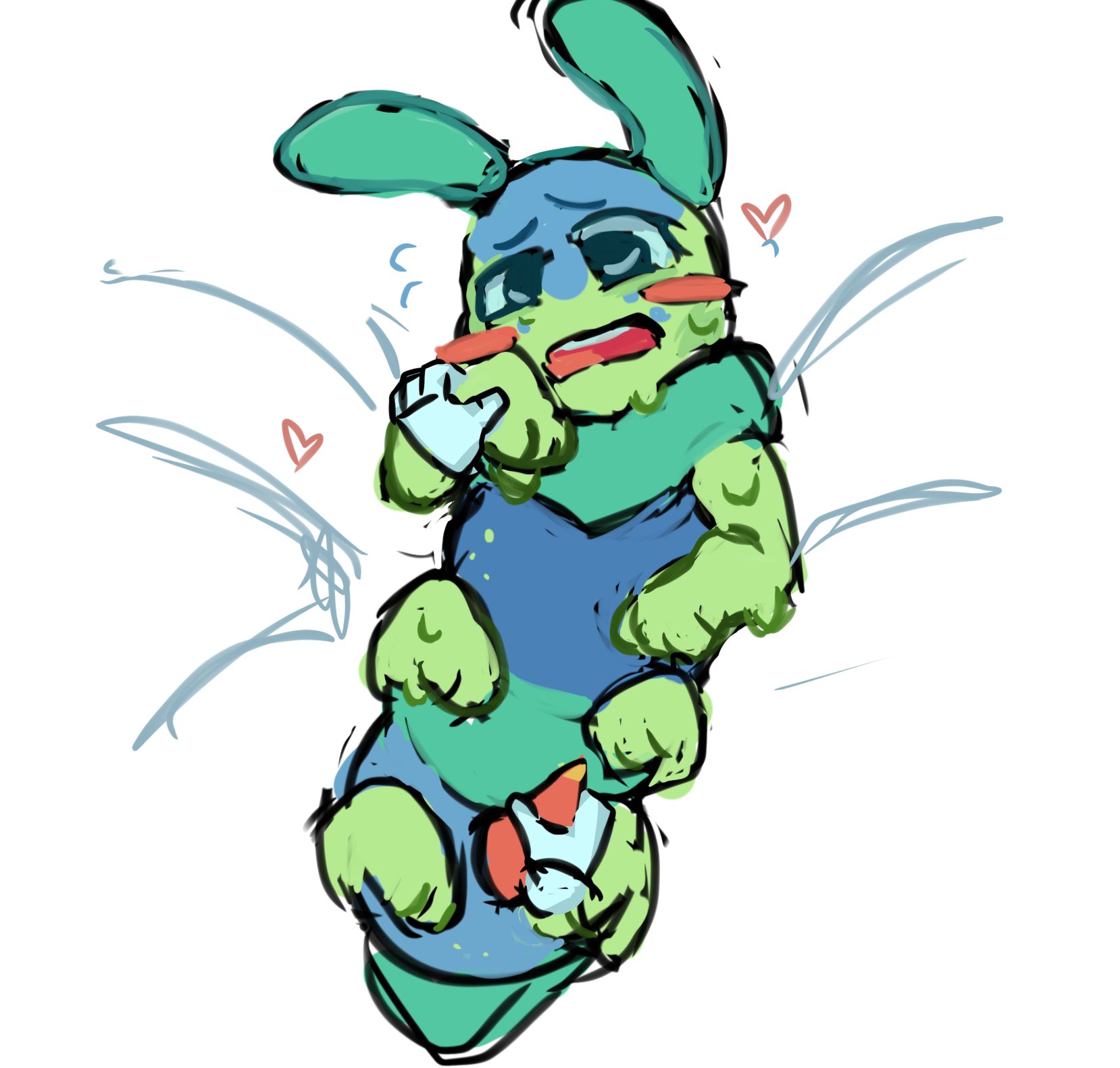 1ambiguous, 1boy, 6 legs, anon, anonymous character, antennae, antennae (anatomy), anthro, anthro bug, anthro insect, anthro male, bed, bedsheets, blue body, blush stickers, bug, caterpillar, dandy's world, disembodied hand, disembodied hands, duo, genitals, green arms, green face, green legs, hand, hand on penis, handjob, hands, heart, insects, istalkcats27904, laying down, lying, lying down, lying on back, lying on bed, male, male anthro, male focus, male only, multi limb, multiple legs, no anus, no balls, no human, no humans, no-human, non-human, non-human only, on back, on bed, only male, open mouth, paws, penis, plain background, red penis, rubbing penis, semi-feral, simple background, solo focus, squirm (dandy's world), striped body, stroking penis, sweat, sweating, tentacle penis, video games, white background