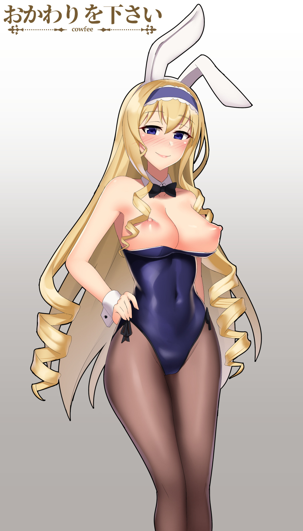 areolae, big breasts, breasts, bunny ears, bunny girl, bunnysuit, cecilia alcott, female, female only, infinite stratos, large breasts, looking at viewer, nipples, solo
