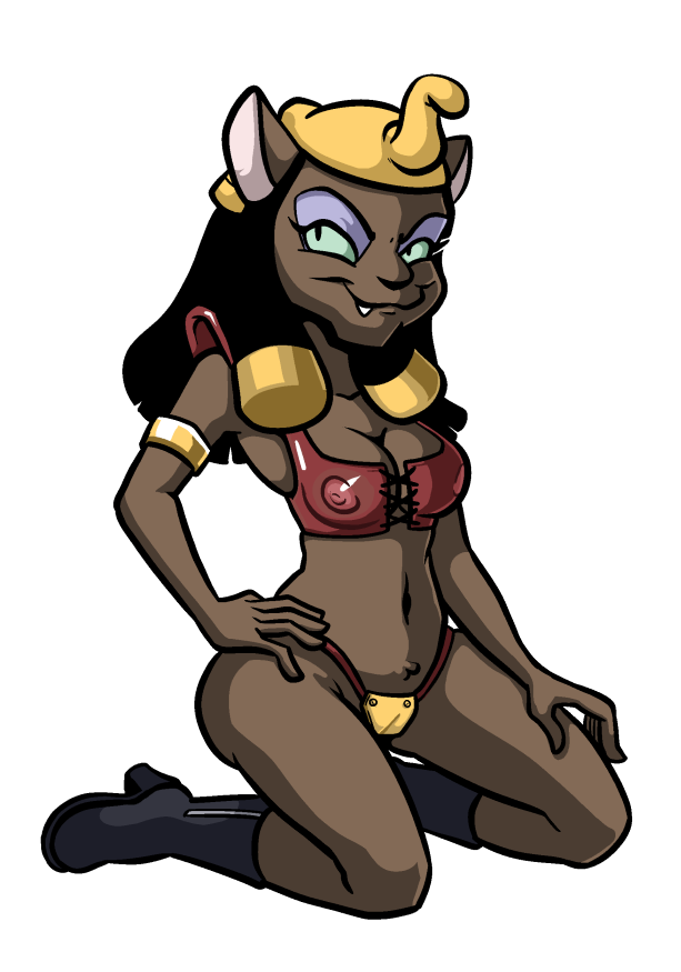 aladdin anthro darkhugs disney female kneeling mirage_(aladdin) nipples see-through_bra solo