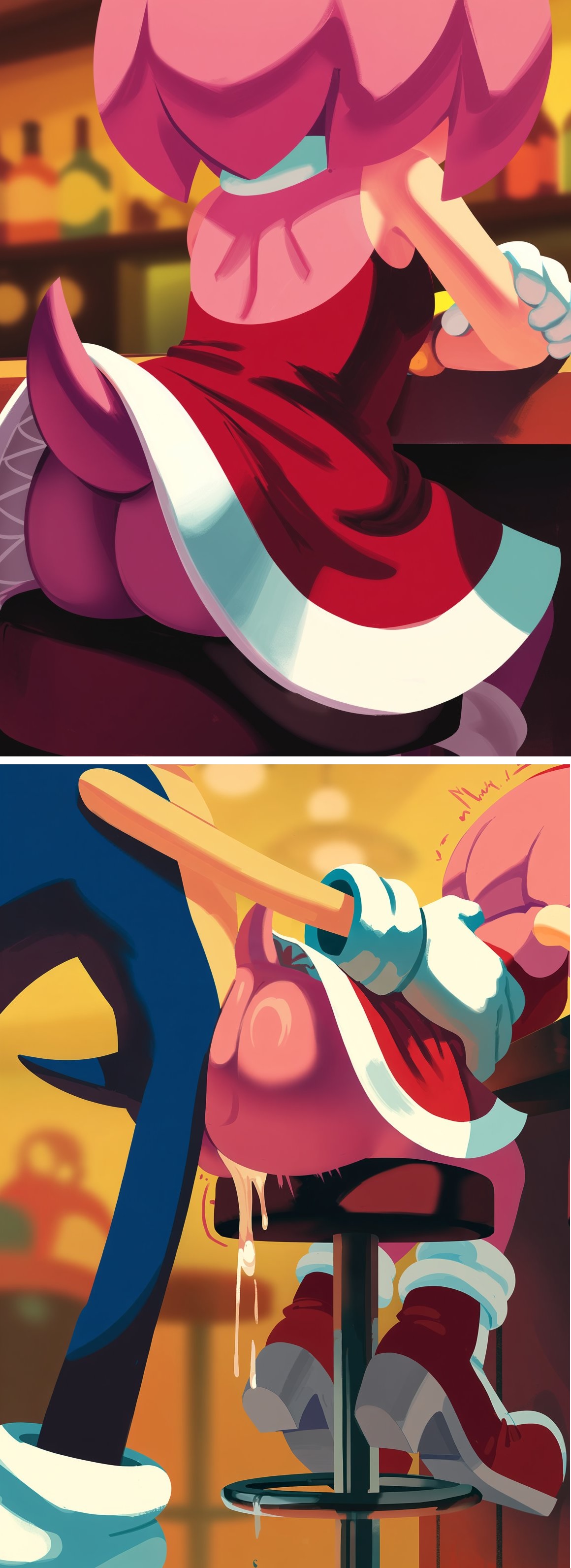 1boy, 1girl, 2koma, ai-generated, amy rose, anal, ass, ass focus, back, bare ass, blue fur, blue hair, bonsoirdude, boots, bottomless, cum, cum in ass, dress, gloves, hetero, medium hair, no panties, open-back dress, pink fur, pink hair, presenting ass, red boots, red dress, sega, sex, sexy ass, sitting, sniffable ass, socks, sonic the hedgehog, sonic the hedgehog (series), standing, tail, teen, teen girl, teenage boy, teenage boy and younger girl, teenage girl, testicles, white gloves
