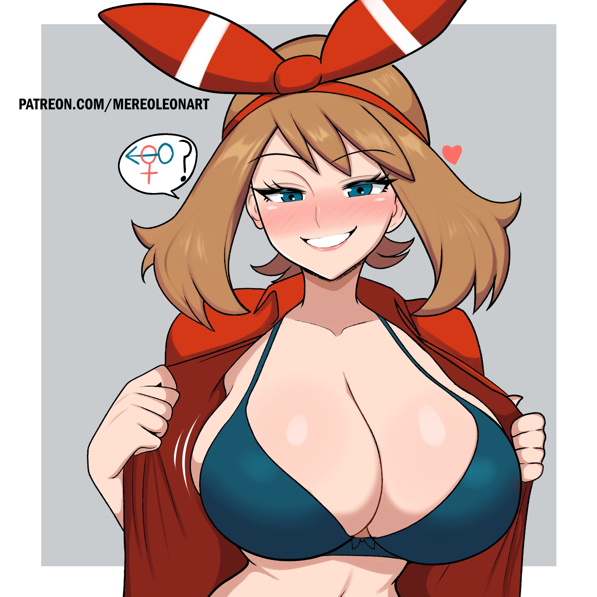 1girls, ai generated, blue eyes, breasts, brown hair, female, game freak, hi res, hips, huge breasts, long hair, may (pokemon oras), may (pokemon), mereoleonart, naughty face, nintendo, pokemon, pokemon oras, thick thighs, thighs, wide hips