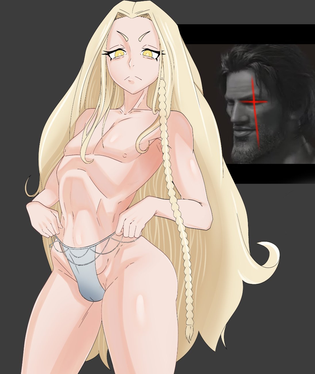 1boy annie-art big_ass blonde_hair deathbed_smalls elden_ring femboy femboy_only fromsoftware gigachad light-skinned_male male_only meme miquella shadow_of_the_erdtree thick_thighs