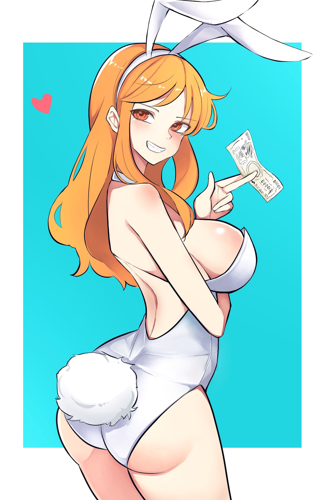 alternate_costume ass big_ass big_breasts breasts bunny_ears bunny_girl bunnysuit female female_only kasumi6 long_hair looking_at_viewer money nami nami_(one_piece) one_piece post-timeskip sideboob solo tagme