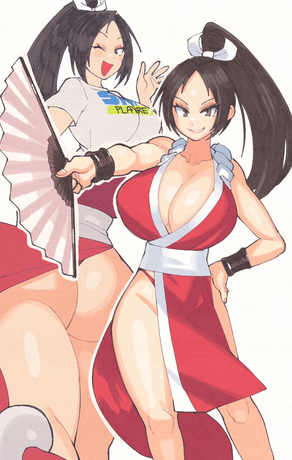 2024 2d adult adult_female asian asian_female ass ass_cheeks ass_cleavage big_ass big_breasts bracelet breasts breasts_bigger_than_head brown_eyes brown_hair bubble_butt cleavage clothed clothed_female clothing different_clothes fan female huge_ass huge_breasts inkuusan japanese japanese_female king_of_fighters kunoichi light-skinned_female light_skin long_hair mai_shiranui multiple_images ninja no_sex paag panties ponytail revealing_clothes simple_background standing thick_thighs white_background wide_hips young_woman