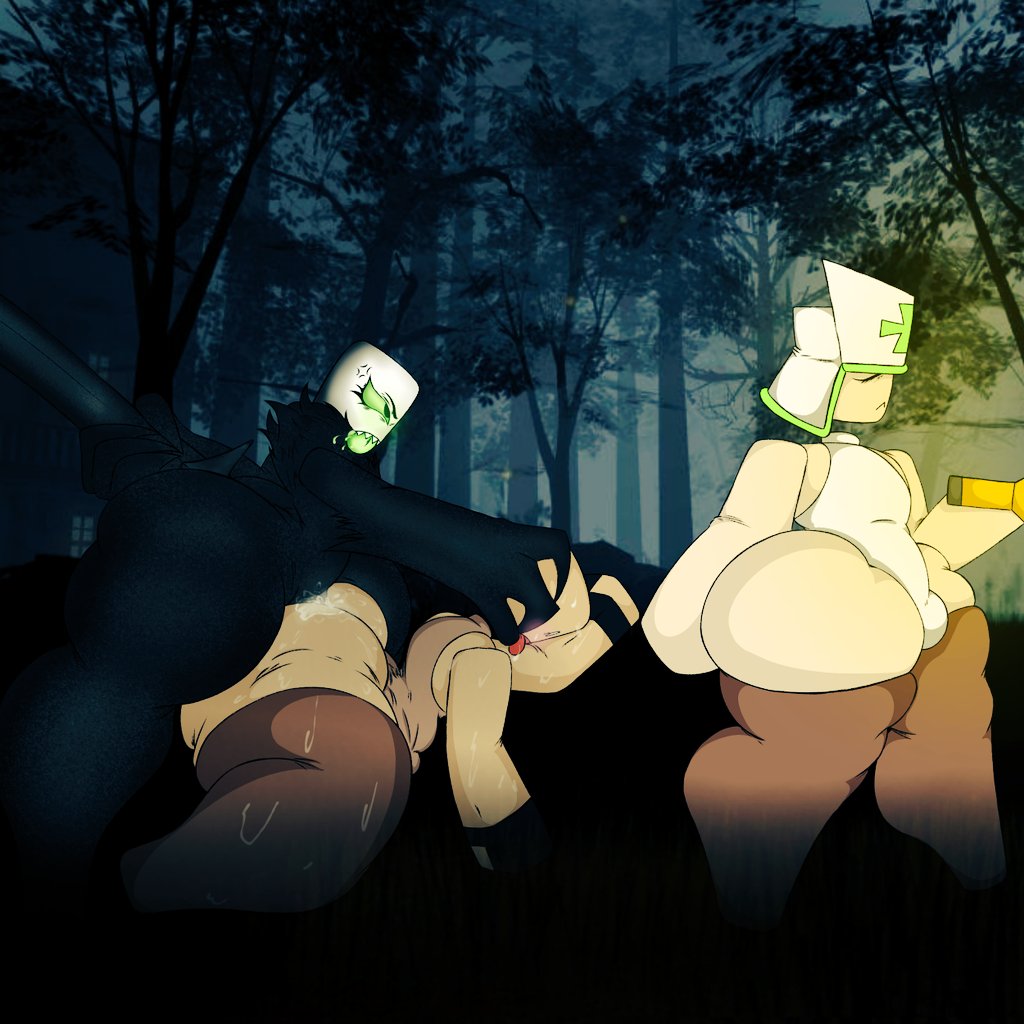 3boys, anal sex, ass, caretaker (die of death), civilian (die of death), claws, die of death (roblox), doggy style, duo, fat ass, femboy, flashlight, gay, gay sex, leotard, male only, male/male, mybxkxixi1, oblivious, outdoors, punch (die of death), pursuer (die of death), questionable consent, roblox, roblox game, robloxian, stealth sex, sweat, sweating, tagme, thighhighs, tongue out