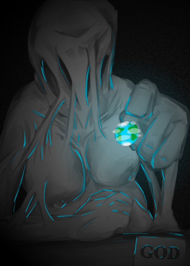 1girls, 1other, ambiguous gender, breasts, earth, eldritch horror, faceless character, giantess, god, god (ultrakill), humanoid, nipples, pregnant, rpg247a, sculpture, solo, ultrakill