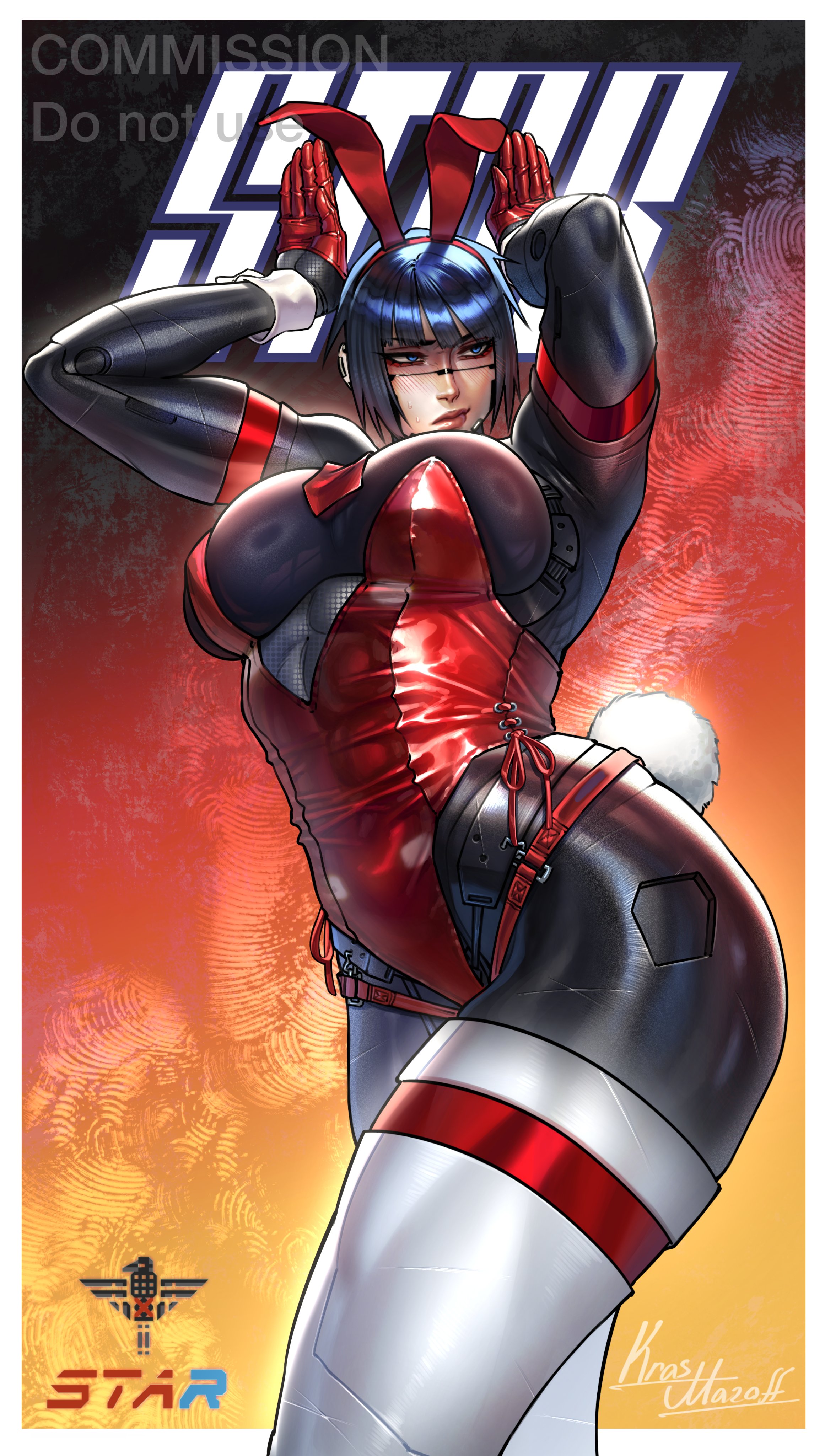 android, android girl, ass, athletic, athletic female, big ass, big boobs, big breasts, big butt, big tits, blush, blushing, bob cut, boobs, breasts, bunny ears, bunny girl, bunny tail, bunnysuit, butt, curvaceous, curvaceous body, curvaceous female, curvaceous figure, curvaceous hips, curvy, curvy body, curvy female, curvy figure, fat ass, fat butt, female, female focus, female only, giantess, gloves, hips, krasmazoff, leotard, muscular, muscular female, robot, robot girl, short hair, signalis, star (signalis), thick ass, thick butt, thick hips, thick thighs, thighs, tits, wide hips