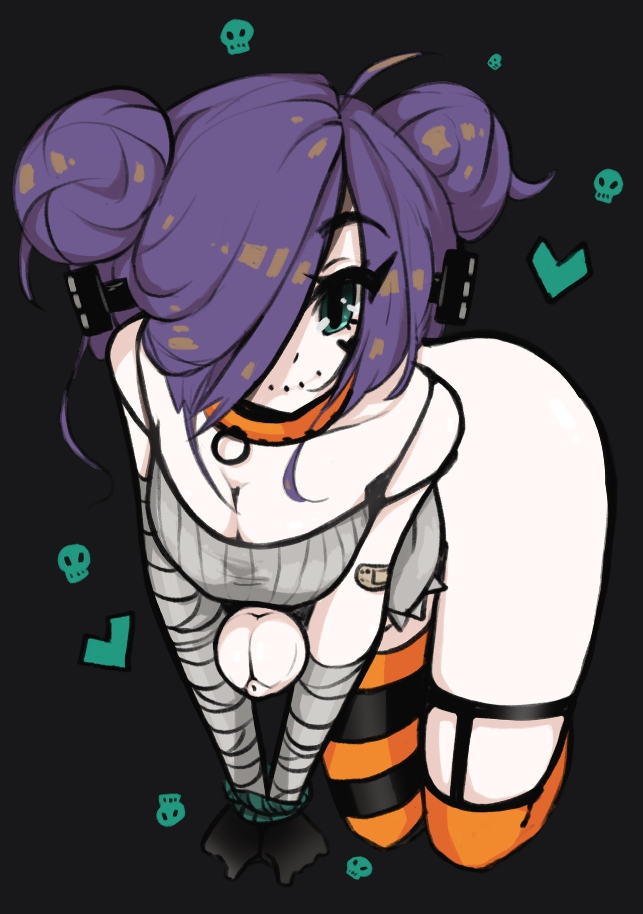 1futa, animal genitalia, cock between elbows, dickgirl, erection, futa only, futanari, horsecock, horsecock futa, huge cock, human with animal genitalia, human with horsecock, intersex, looking at viewer, on all fours, penis, poduu, solo, solo futa