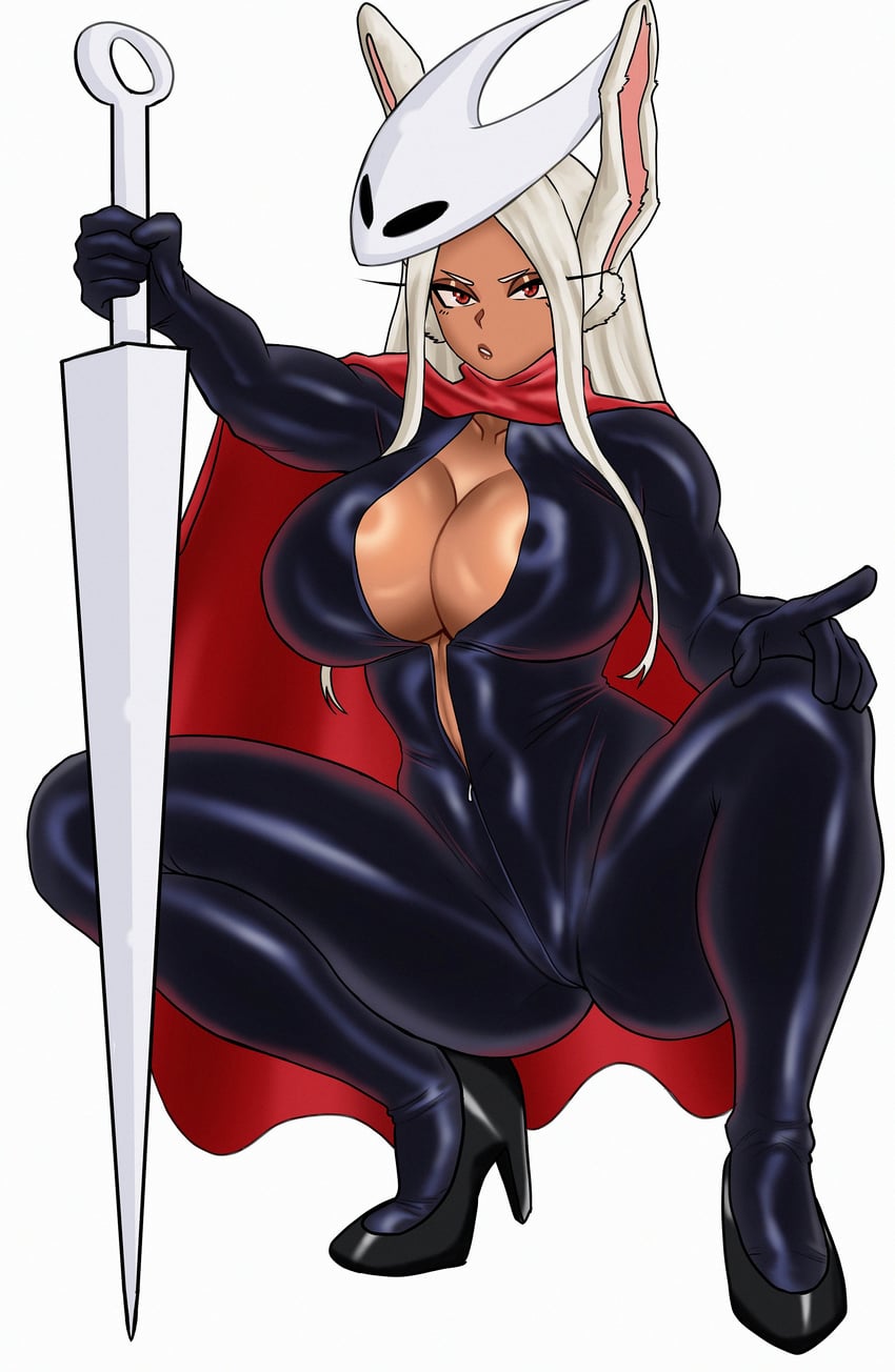 1girls, cleavage, clothing, female, hollow knight, hollow knight: silksong, hornet (hollow knight) (cosplay), miruko, my hero academia, rumi usagiyama, source request, tight clothing, witlessfrawn