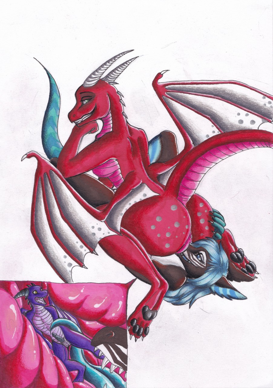 anthro dragon eve_softpaw female internal macro oral_sex orpbus scalie tagme vagina wings x-ray