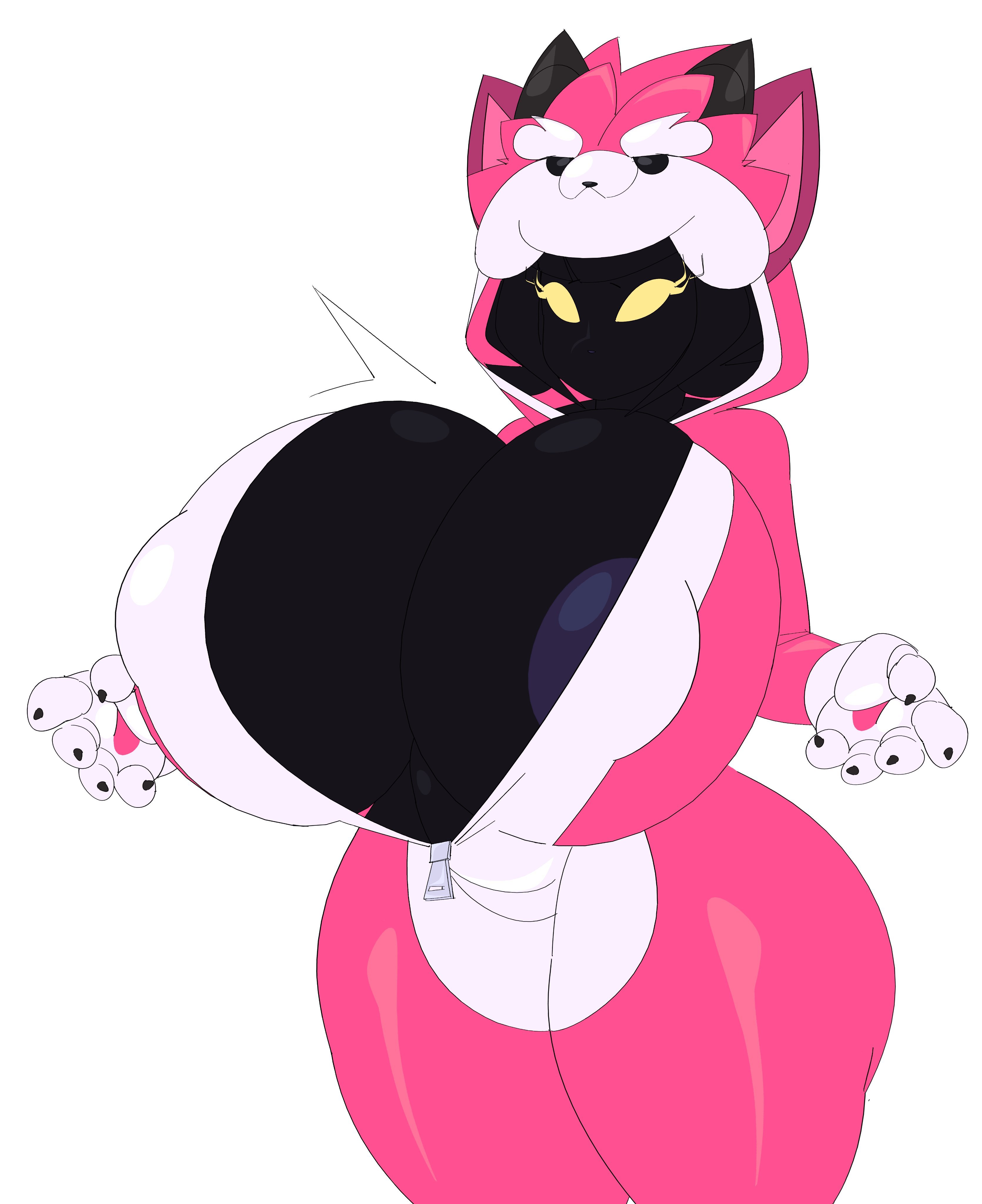 1girls, 2d, areola slip, areolae, big breasts, black body, breasts, cleavage, cytrusawa, female, female only, huge boobs, huge breasts, league of legends, nipple slip, no mouth, pajamas, shortstack, simple background, solo female, standing, tagme, thick thighs, veigal, veigar, wardrobe malfunction, yellow eyes, yordle