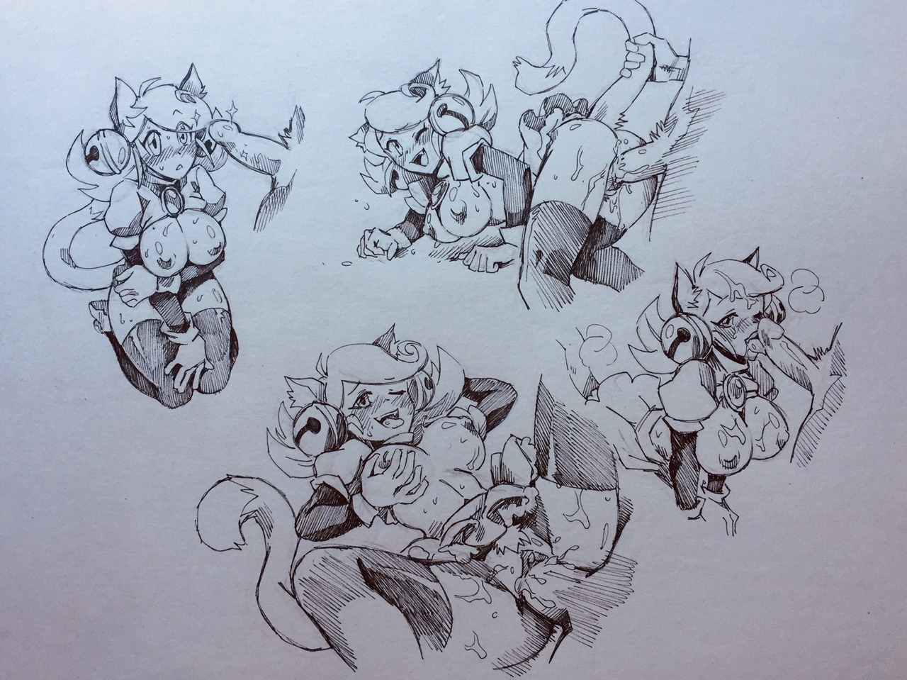 1boy, 1girls, animal ears, areolae, ass, bell, belly, big ass, big breasts, big penis, black and white, blush, bottomless, breasts, breasts out, cat ears, cat girl, cat tail, catgirl, cum, cum on breasts, cum on face, disembodied penis, doggy style, dress, facial, female, furry, heavy breathing, human, human penetrating anthro, interspecies, jingle bell, kneeling, large breasts, mad mew mew, magical girl, male, mew mew (undertale), mew mew kissy cutie, missionary position, monochrome, nipples, one eye closed, penis, penis awe, pubic hair, pussy, sequential, sex, sketch, smile, spread legs, straight, tail, tail grab, thick thighs, thighhighs, twistedterra, undertale, vaginal penetration, veins, veiny penis, wide hips