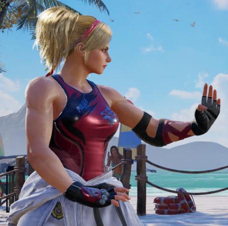 1girls 3d big_breasts blonde_hair female female_only fully_clothed lidia_sobieska muscular muscular_female namco screencap solo tekken tekken_8 tight_clothing tight_fit