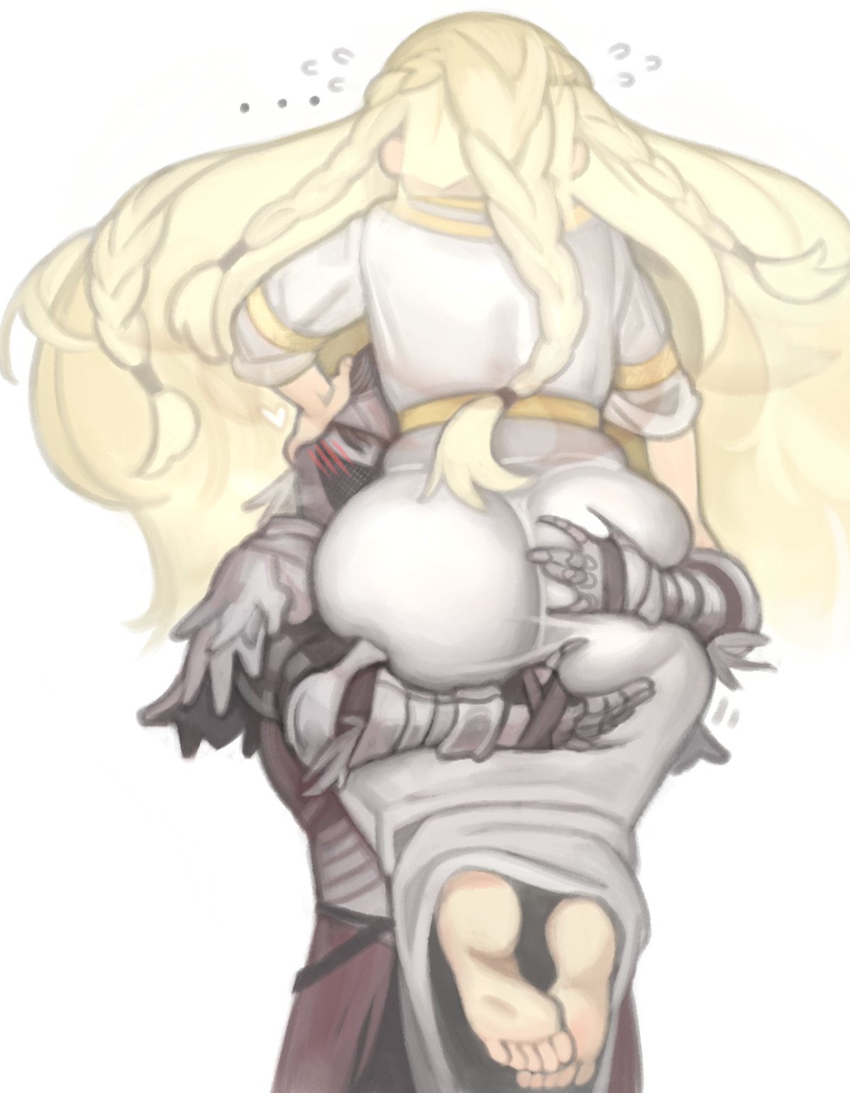 2boys armor ass big_balls big_butt blonde_eyebrows blonde_hair blush blushing braids butt demigod divine elden_ring fat_ass fat_ass_femboy feet femboy fromsoftware fully_clothed god helmet hug huge_ass huge_butt hugging kelvin_hiu light-skinned_male male male_only massive_ass miquella prince royal royalty shadow_of_the_erdtree tarnished thick thick_ass