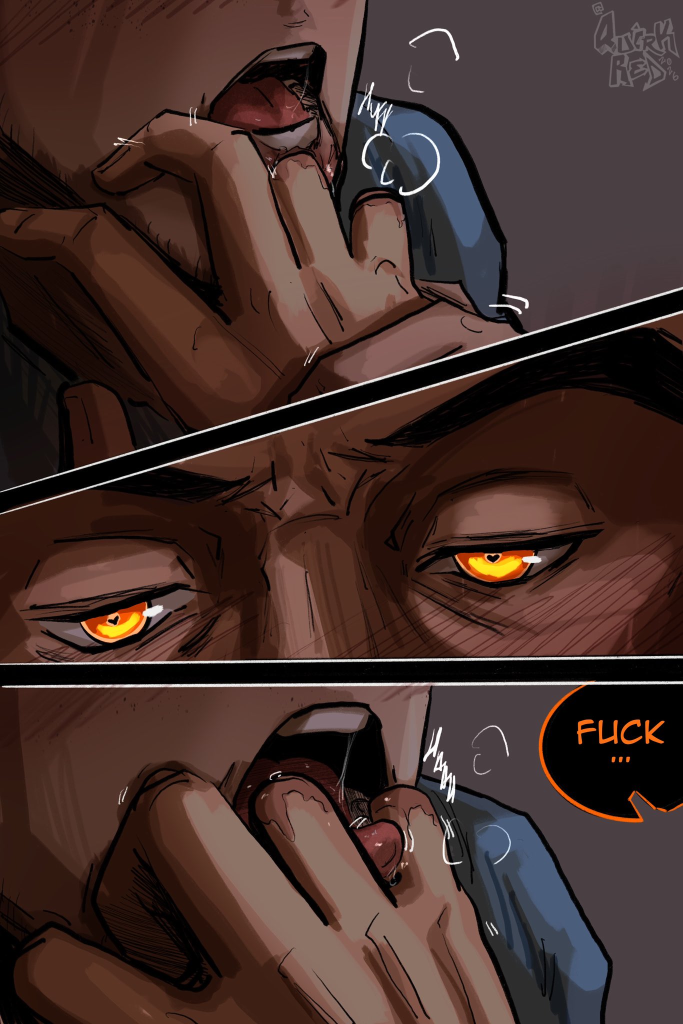 dispatch (game), flambae, gay, licking, licking fingers, male, male only, robert robertson, saliva, spicyquirk, tagme, tongue out, yaoi