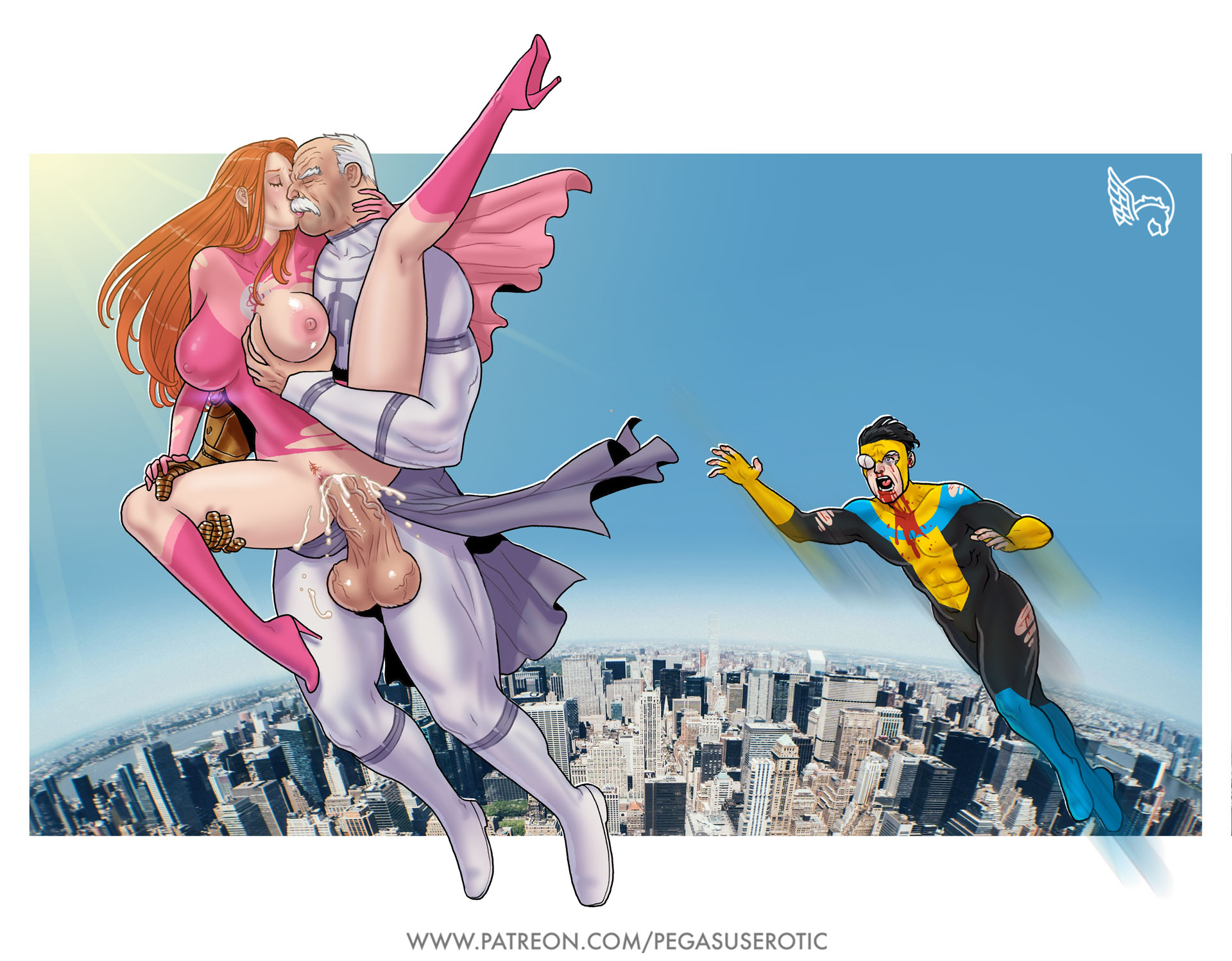 1girls, 2026, 2boys, 2d, atom eve, cheating, conquest (invincible), cuckold, defeated, defeated hero, female, femsub, huge cock, human, humanoid, invincible, invincible (comics), male, maledom, mark grayson, multiple boys, netorare, ntr, older male, older male and younger female, pegasus (artist), samantha eve wilkins, sex, tagme, victorious villain