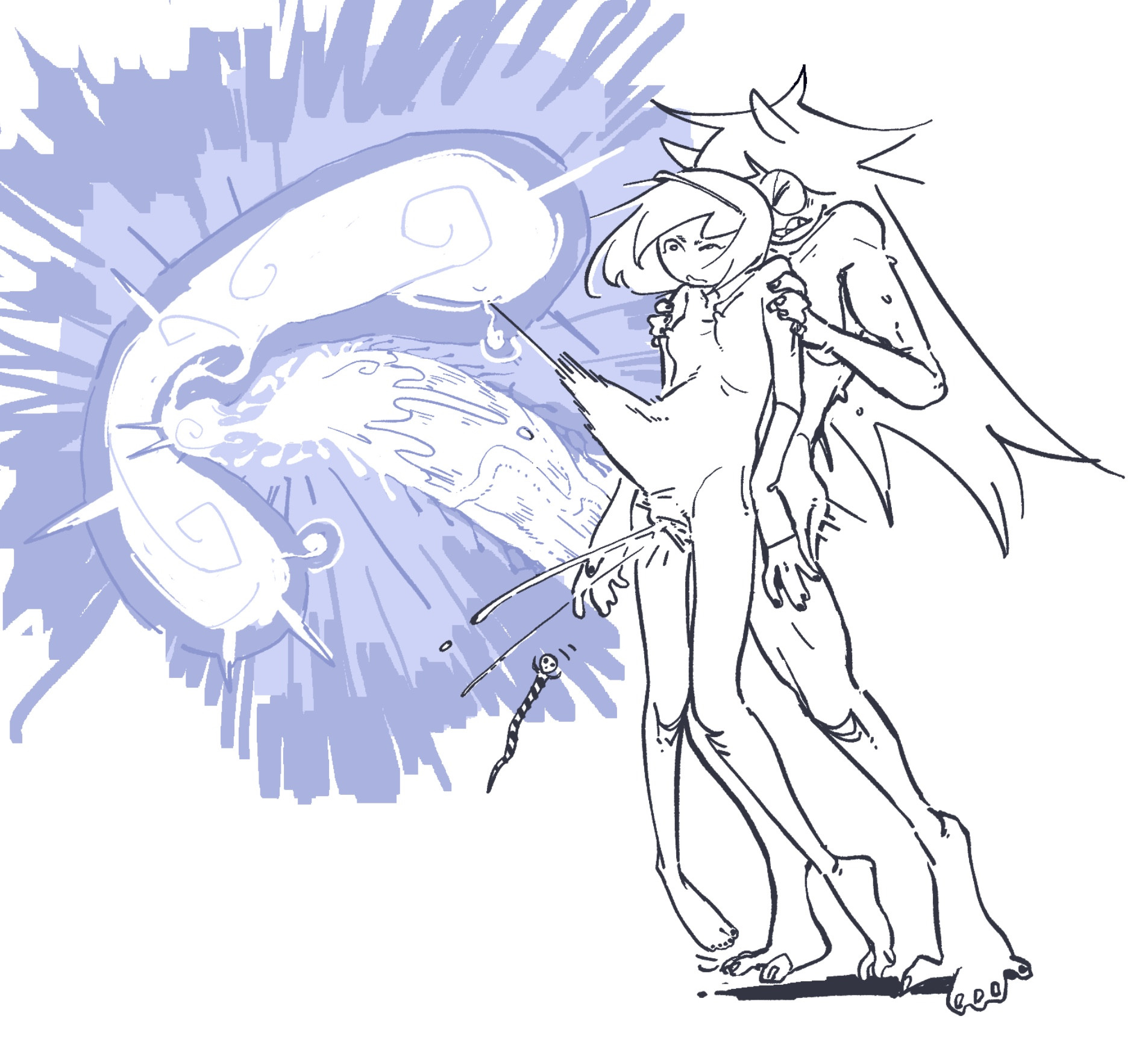 19ad, creampie, cum, cum in pussy, cum inside, from behind, futa on female, futanari, homestuck, internal cumshot, jade harley, rose lalonde, standing, standing sex, stomach bulge, tagme