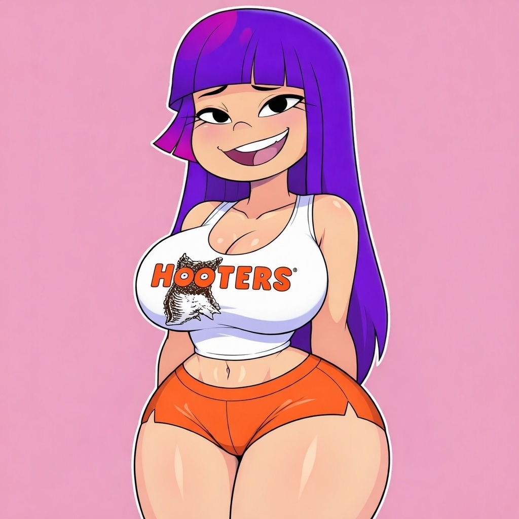 1girls, aged up, ai generated, female, female only, glitch techs, hooters, human, miko kubota, nickelodeon, purple hair, sexy, tagme, tagme (artist)