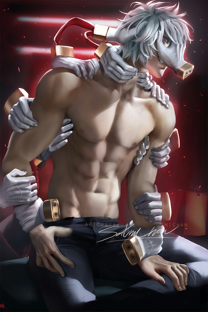 abs, male, male focus, male only, my hero academia, sakimichan, shigaraki tomura, solo, tomura shigaraki