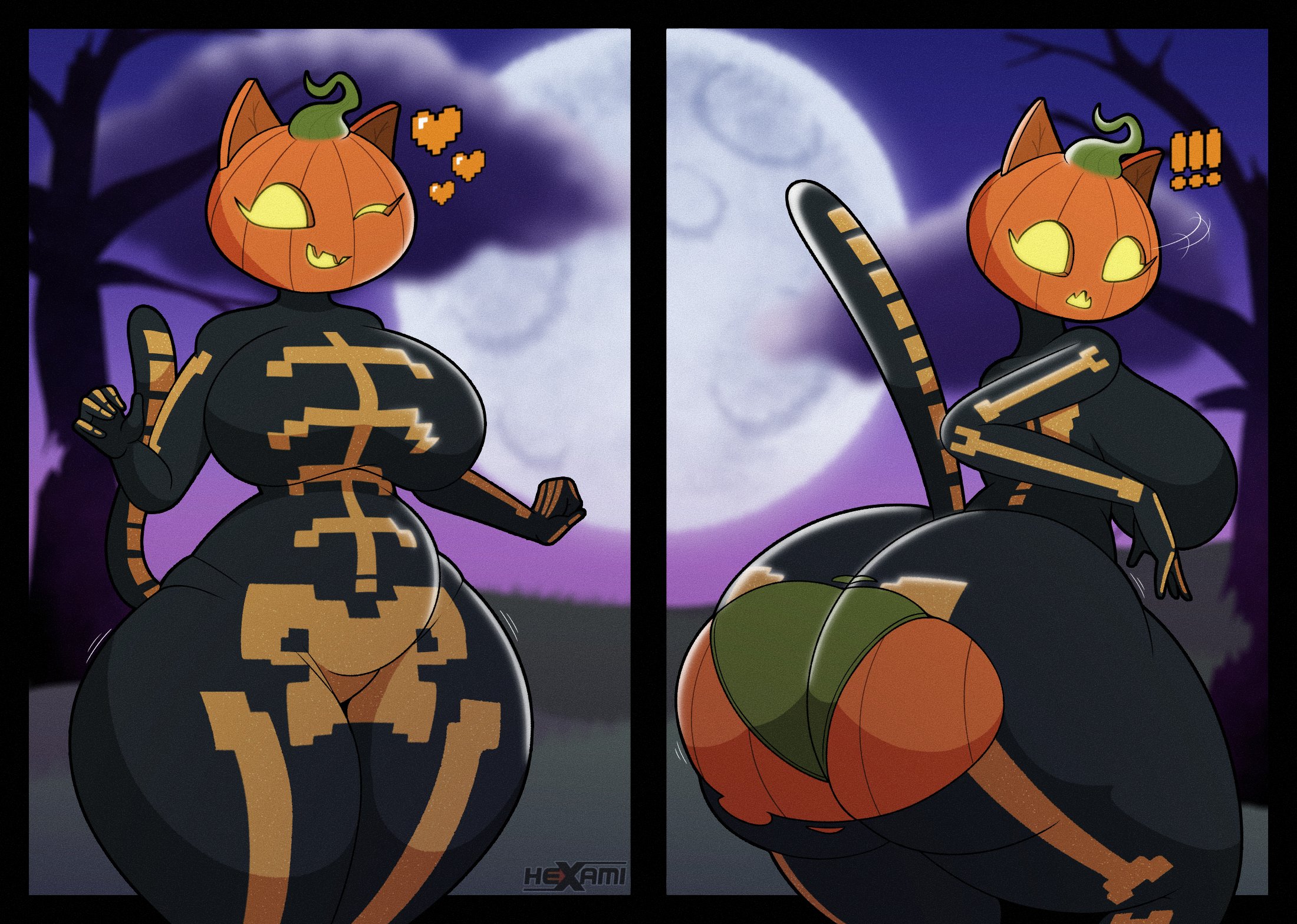 1girls, anthro, ass, big ass, big breasts, big thighs, breasts, bubble ass, bubble butt, cat ears, cat girl, cat tail, catgirl, female, female focus, female only, fortnite, fortnitemares, gigantic ass, gigantic breasts, gigantic thighs, halloween, heart, hexami, huge ass, huge breasts, huge thighs, hyper, hyper ass, hyper thighs, looking at viewer, nipples, nipples visible through clothing, panties, pumpkin, pumpkin head, skinsuit, spice (fortnite), thick thighs, thighs, torn clothes, torn clothing, voluptuous, voluptuous female, wardrobe malfunction