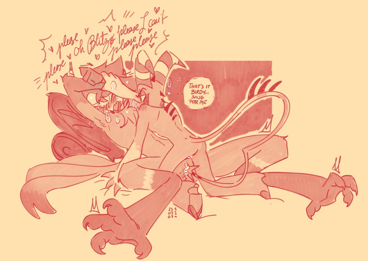 2boys, anal, anal sex, anthro, anthro penetrated, avian, begging, blitzo (helluva boss), cloaca, cloacal penetration, demon, helluva boss, male, male only, male/male, stolas (helluva boss), sunnsuto, tail sex