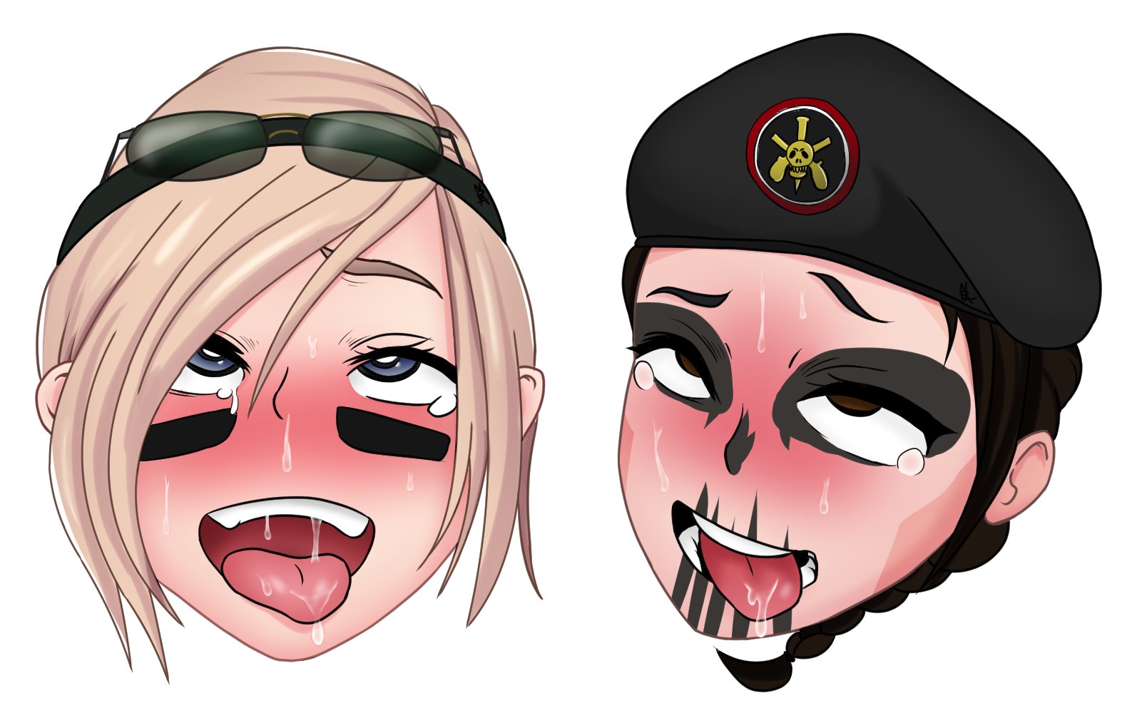 2girls, ahe gao, brazilian, brazilian female, caveira (rainbow six), disembodied head, female, female only, multiple females, multiple girls, nowpayattention, rainbow six, rainbow six siege, redbone, tagme, tears, tom clancy, tongue, tongue out, valkyrie (rainbow six)