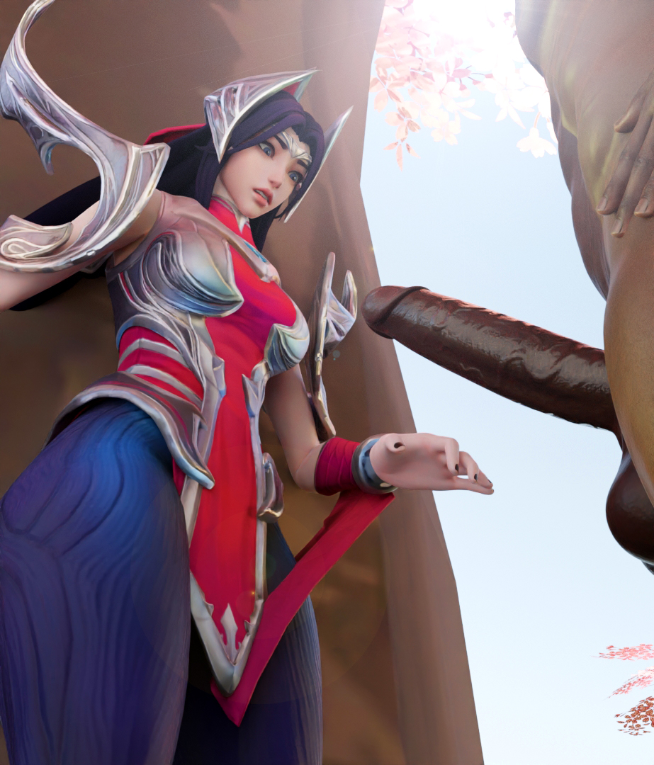 2025, big penis, blender, dark-skinned male, female, huge cock, interracial, irelia xan, league of legends, league of legends: wild rift, looking at penis, lucian (league of legends), male, penis, penis awe, reaching for penis, shocked, suifuta, surprised, tagme