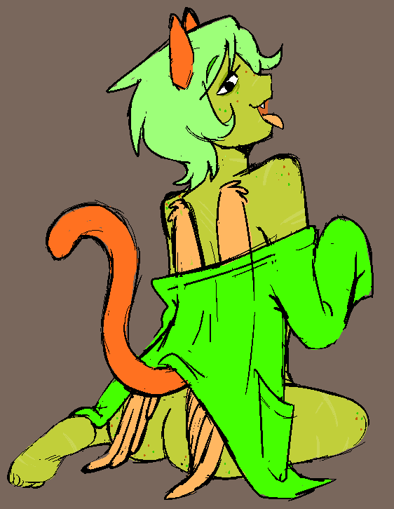 1boy 1girls alien cat_tail davepetasprite^2 female female_only fusion fusion_character green_hair homestuck homestuck_sprite homestuck_sprites male male_only partially_clothed partially_clothed_female partially_clothed_male solo solo_female solo_male strilalonder tail wings